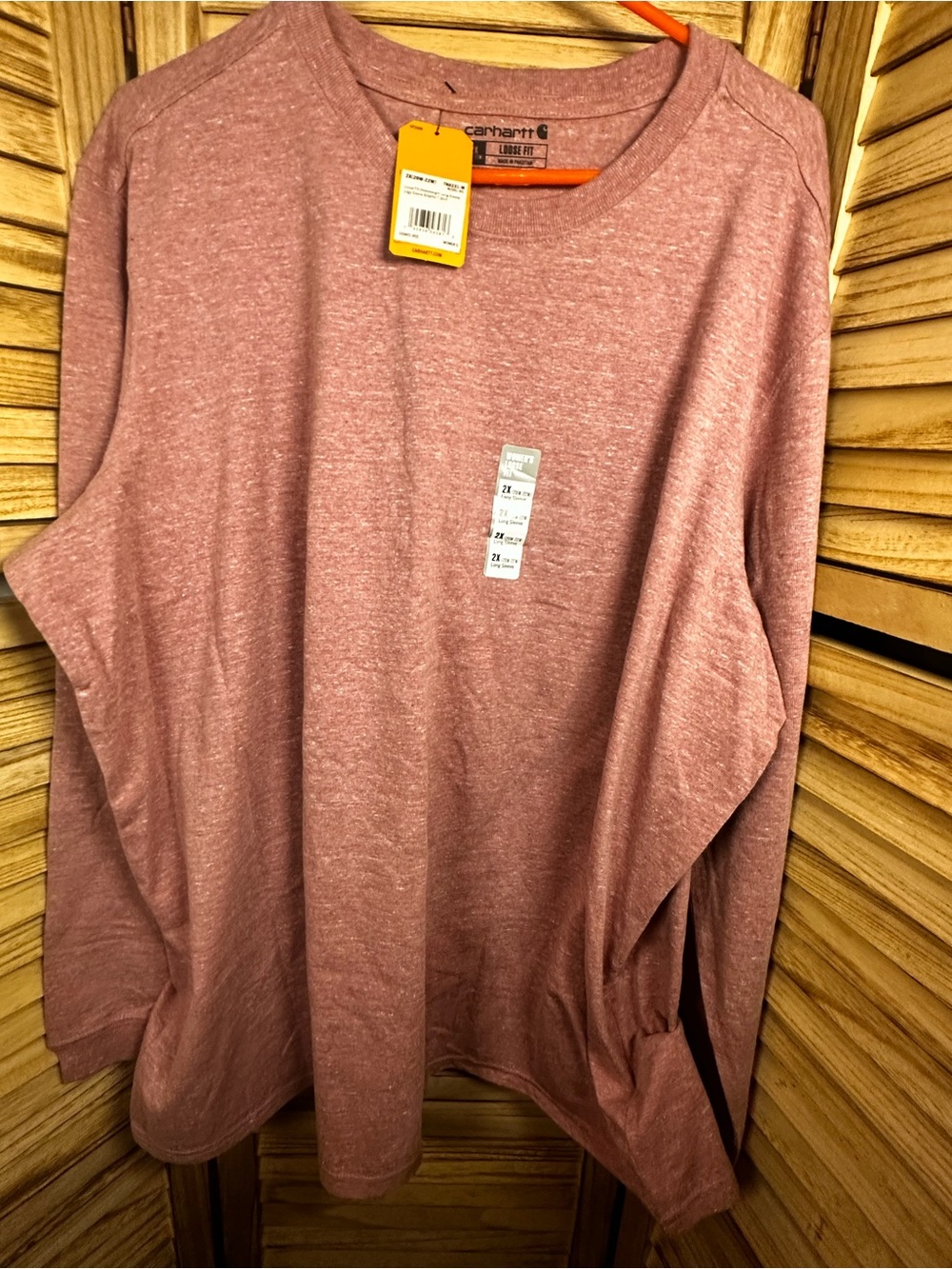Carhartt Women's Long-Sleeve Heather Rose Crew Tee New with tags NWT 2XL